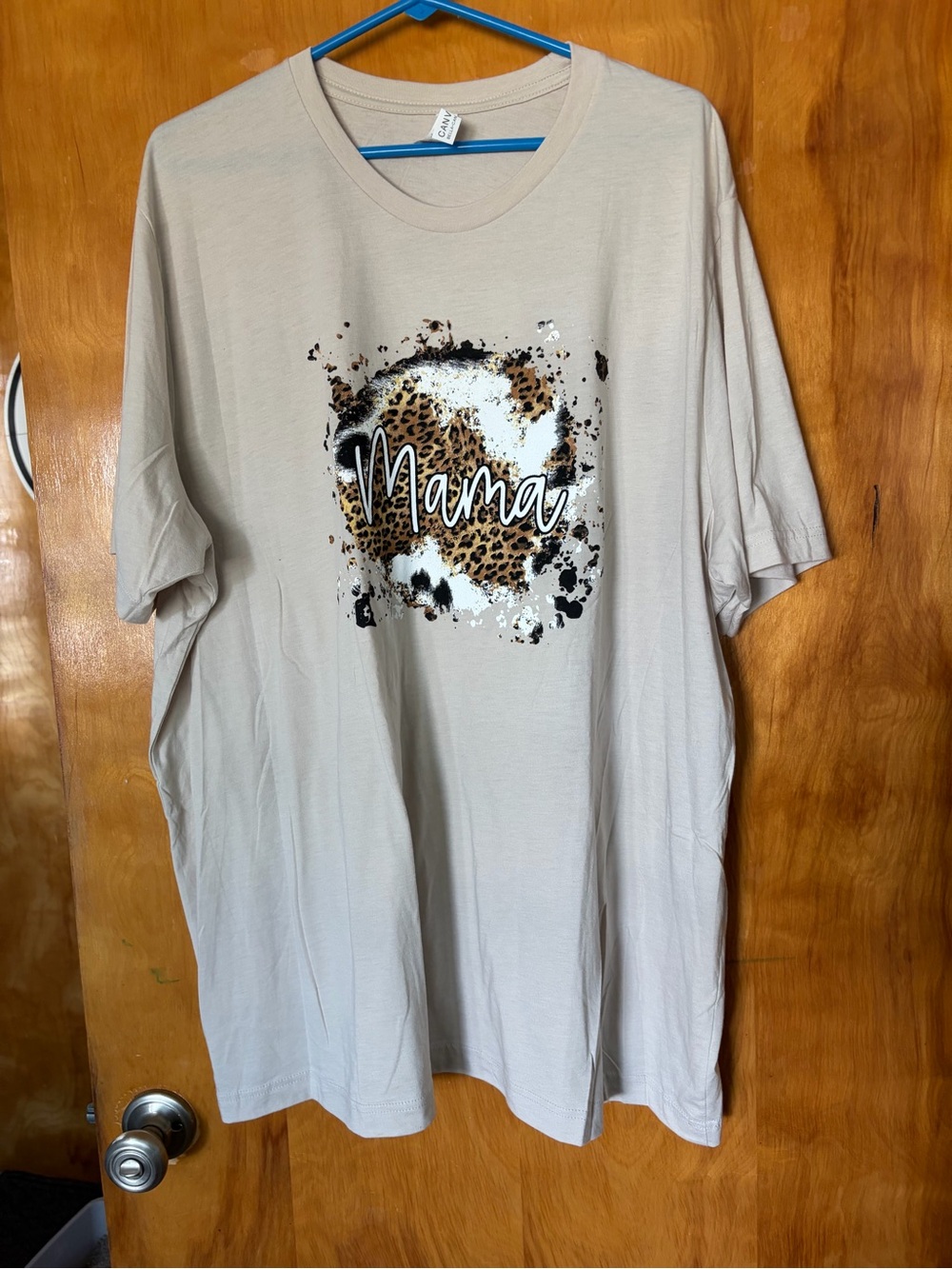Beige 'Mama' Leopard Graphic Short Sleeve Tee